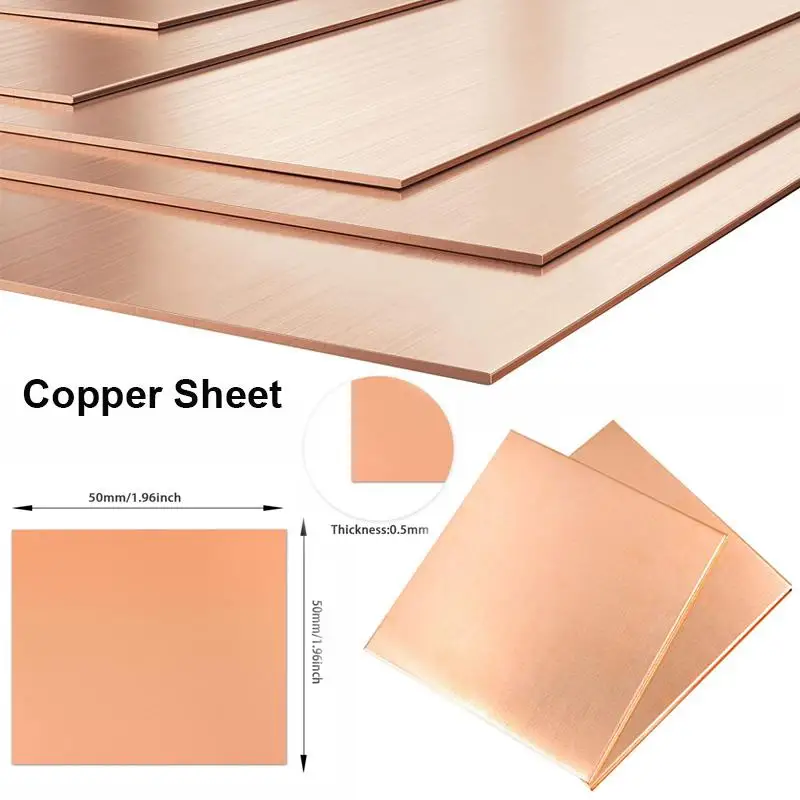 1ks čistý meďový list hrubý 0.25 mm-8 mm kovová meďná doska 100x100 mm 150x150 mm cu kovová plechová fólia Plaš