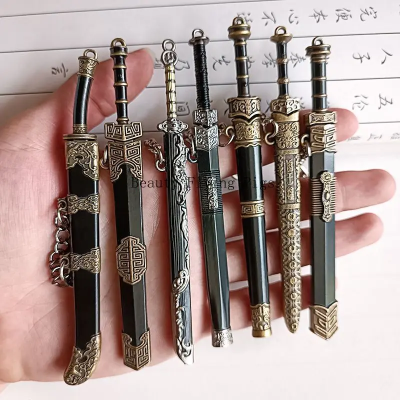 1ks čínske starodávne simulované zbrane - miniatúrny model zliatiny meča Han Dynasty/Qin Shi Huang/Yue King Ornament Sword