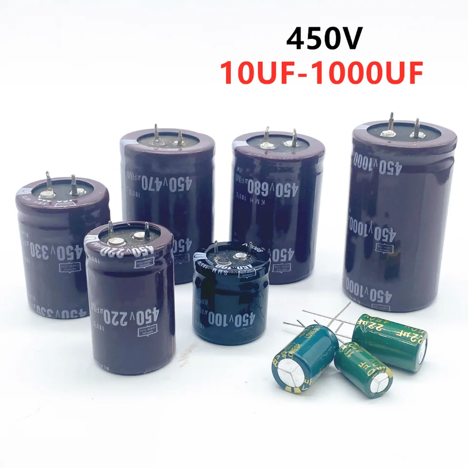 1ks/šarža 450V 10UF-1000UF Hliníkový elektrolytický kondenzátor 450V 10UF 22UF 3UF 47UF 68UF 220UF 330UF 470UF 680UF 1000UF 20%