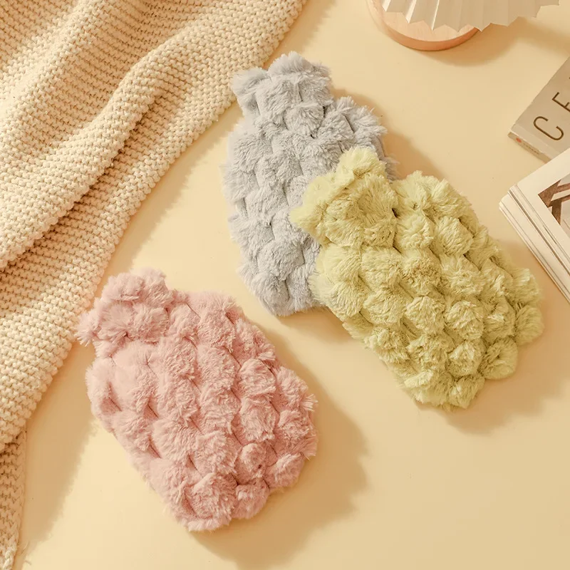 1L/2L horúca voda vrecko Mäkké plyšové vrecko na vodu vrecko na vrecko Faux Rabbit Fur PVC Horúca voda fľaša na krk na krku