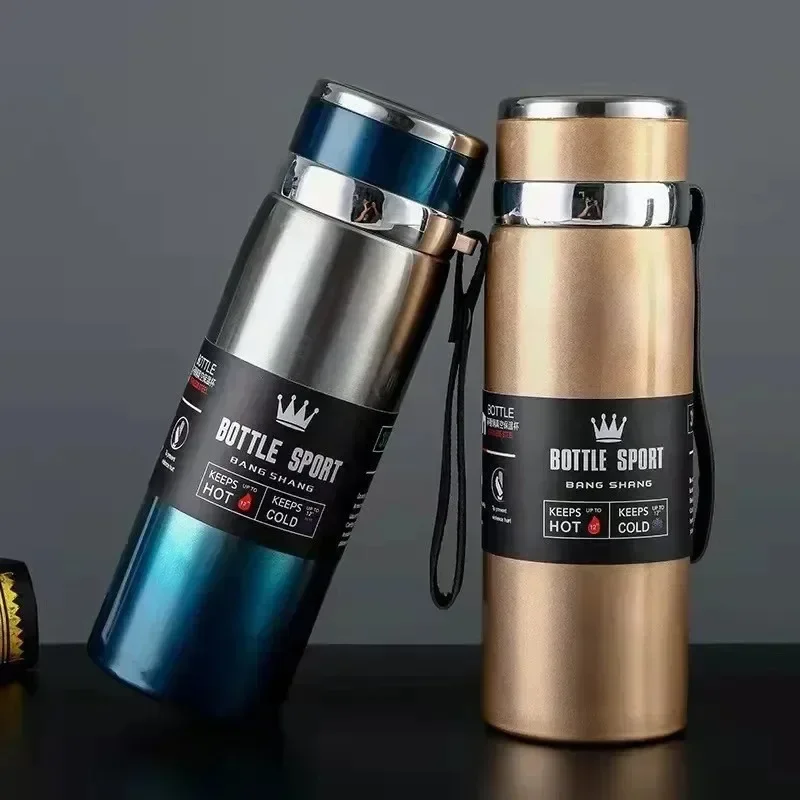 1L fľaša na vodu Udržujte tepelnú studenú a horúcu vodu Thermos pre vodnú čajovú kávu Vákuové fľaše z nehrdzavejúcej ocele Thermos fľaša