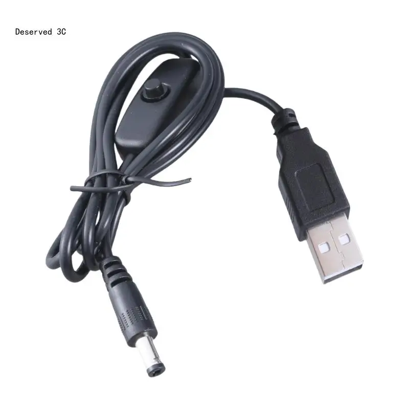 1m/100 cm USB až DC5521 Nabíjací kábel nabíjacie kábel s prepínaním tlačidla