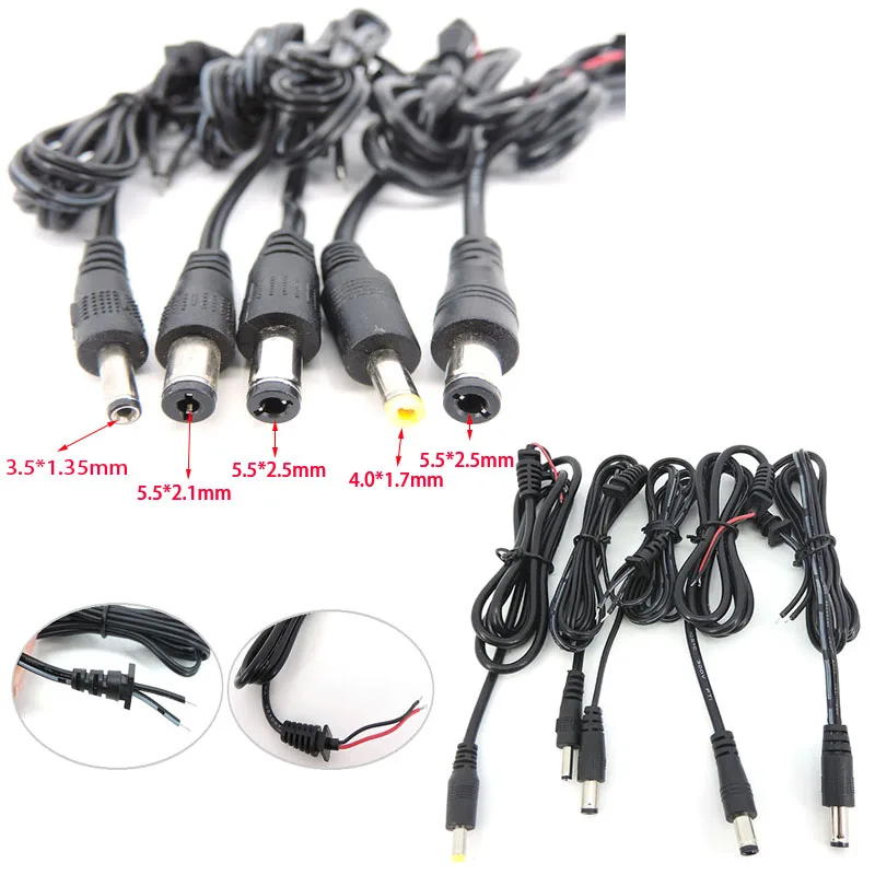 1m 2pinový adaptér výstupný kábel napájacieho adaptéra DC DC MAŽNÝ KABEL 100 CM Kábel 5,5*2,5/2.1 4,0*1,7 3,5*1.35 Opravený kábel B4