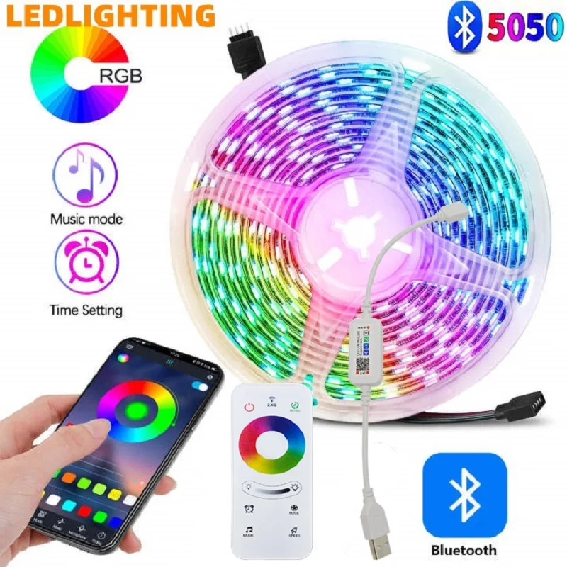 1m-30M LED pásma LED Svetlo Touch Bluetooth App 5050 RGB LED svetlá Flexibilné Ribbon LUCES LED DC5V USB TV podsvietenie Dekorácia