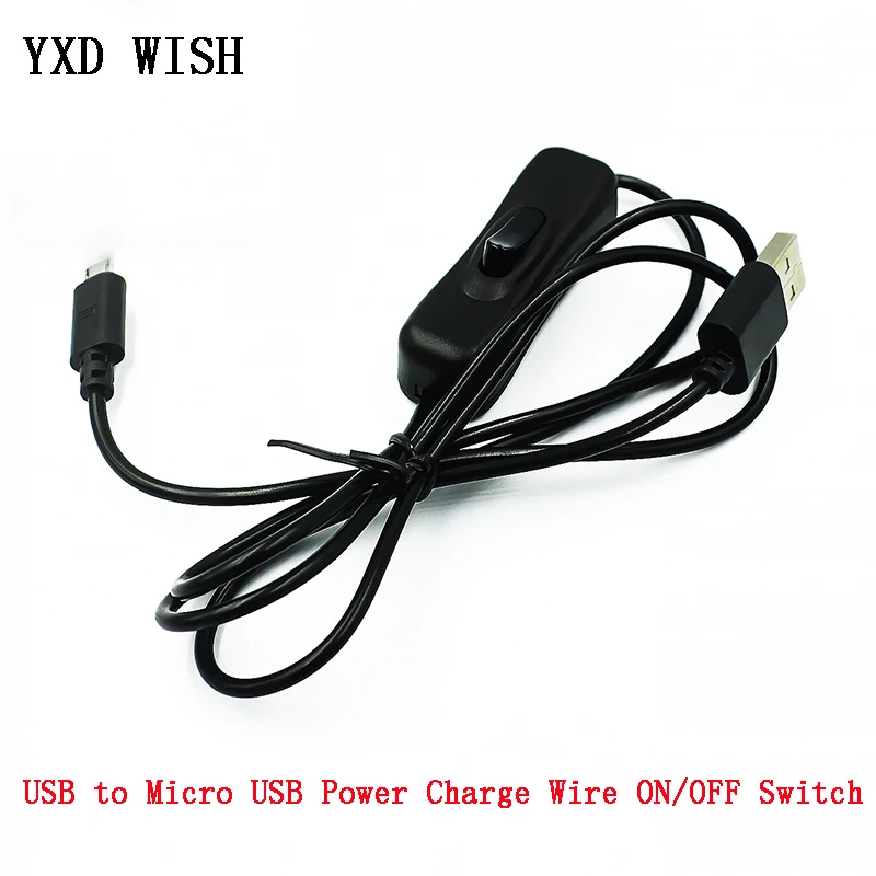 1m Micro USB napájací nabíjací kábel 1 m drôt s vypínačom zapnutia pre maliny Pi