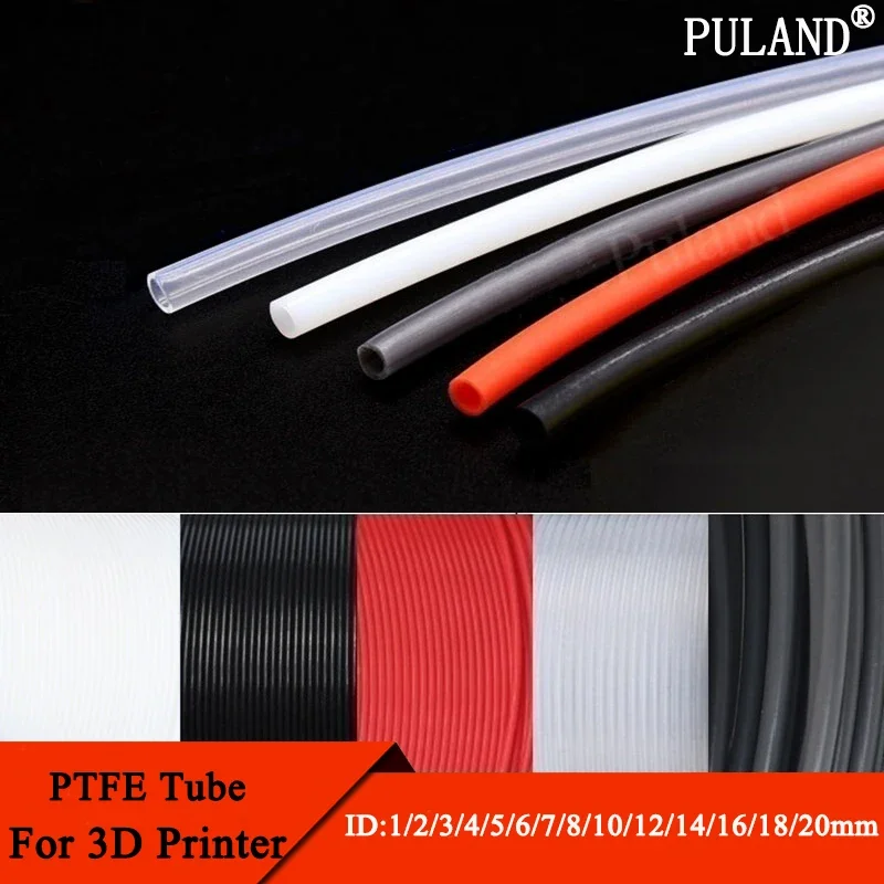 1m PTFE trubica pre 3D tlačiarne ID rúrky 0,5 1 2 2,5 3 4 5 6 7 8 10 12 14 16 18 20 mm F46 Izolovaný hadicový extrudér J-head 600V