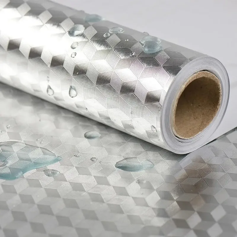 1m/roll kuchyňa backsplash tapety nálepky Self Adhesive Hliníková fólia nalepka Oil Proof Witerprood Kitchen Citcher Sticker