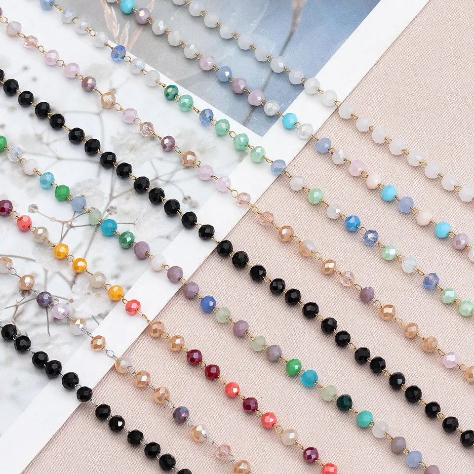 1Meter kameň z nehrdzavejúcej ocele Muti-Color Crystal Link Link Link pre DIY šperky na výrobu náramkov náramkov