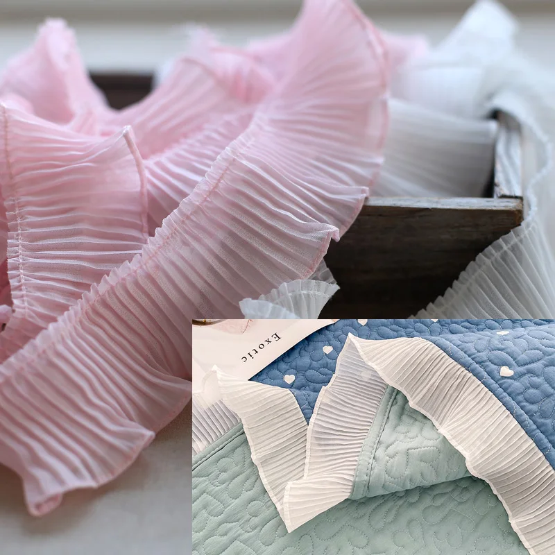 1Meter šifón skladané šupky čipky Ribbon 5,5 cm široké domáce zvieratá Ručne vyrábané remeslá tkanina Domáca textilná dekorácia Lace páska