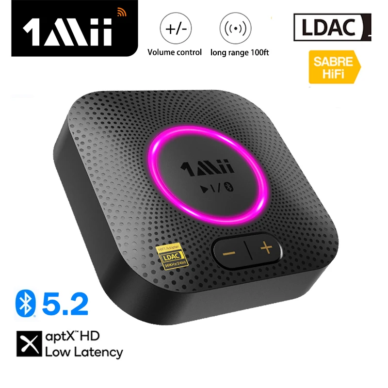 1MII B06S+ Bluetooth 5.2 Prijímač, Audio adaptér HIFI W/LDAC APTX HD & LL, Hi-RES Audio s dlhým dosahom s audio s ovládaním hlasitosti