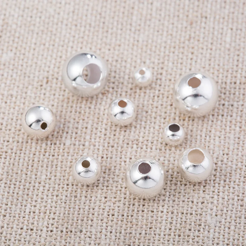 1PACK 2-10 mm 925 Sterling Silver Round Gall Luads Spacer pre DIY náramok vyšívanie Kostýmy šperky výroby doplnkov