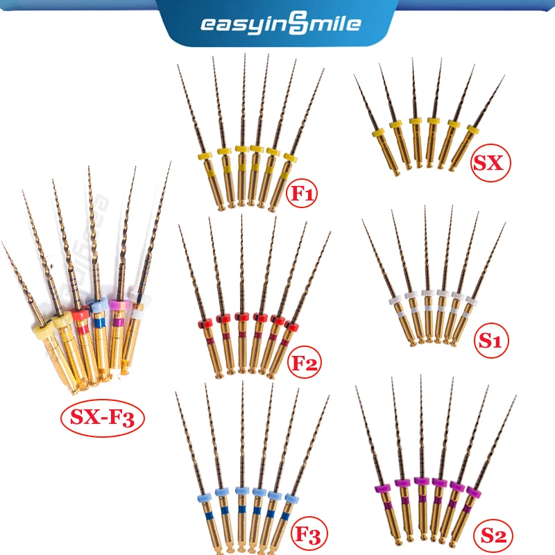 1pack easyinsmile Dental Endo Files X-Taper Veľký pro niti rotačný endodontický súbor zlatý modrý SX-F3 x-Max 21 mm 25 mm 31 mm