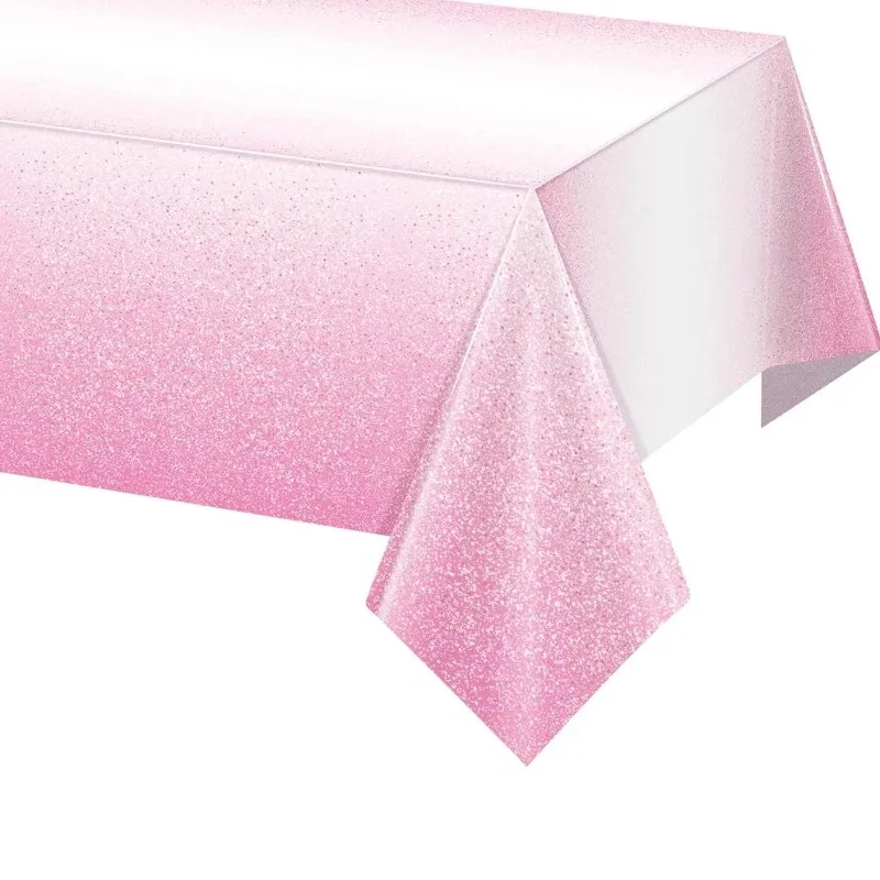 1pack ružový plastový obrusový gradient pastel Pink Ružový jednorazový obrus svetloružový posypaný stôl na svadobné narodeniny