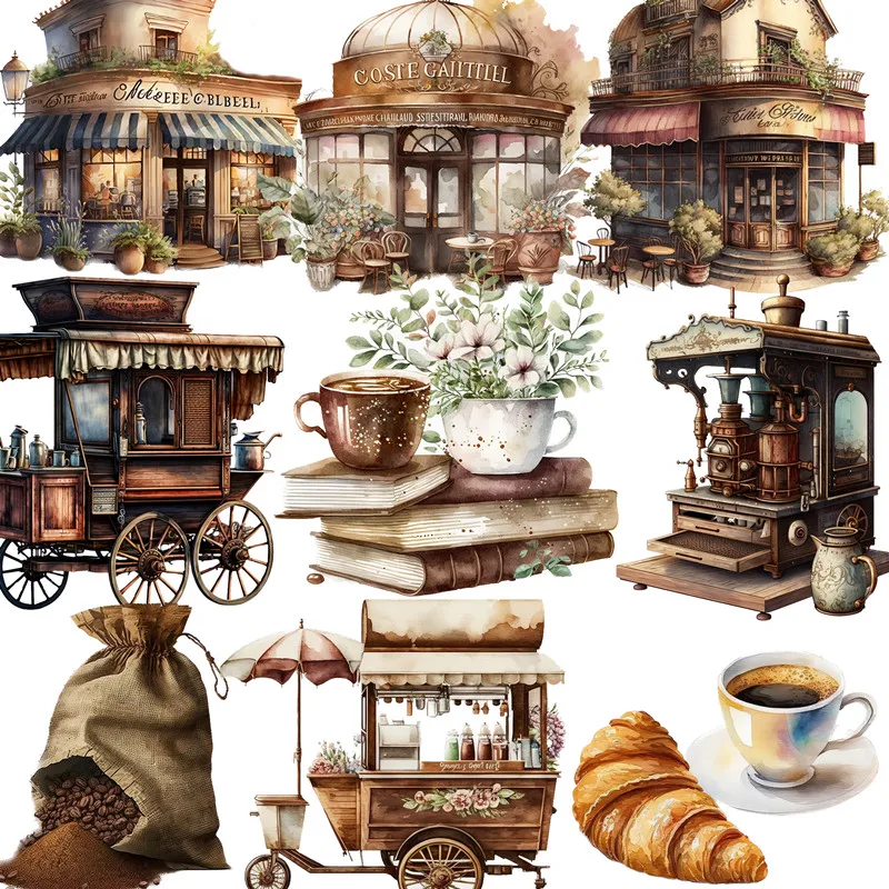 1pack vintage kaviareň nálepka DIY Craft Scrapbooking Album Junk Journal dekoratívne nálepky