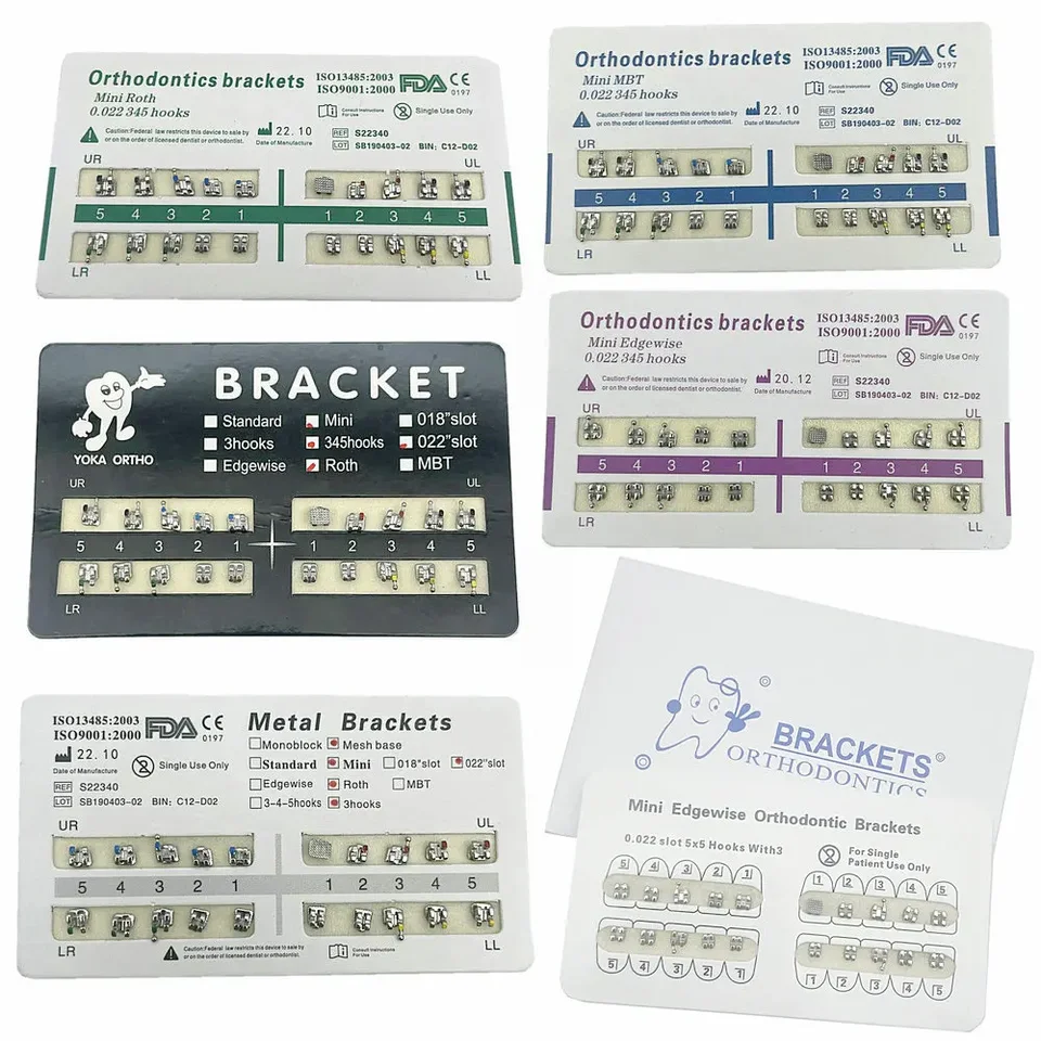 1pack zubné ortodontické kovové zátvorky Mini Roth/Mbt/Edgewise 022 Háči
