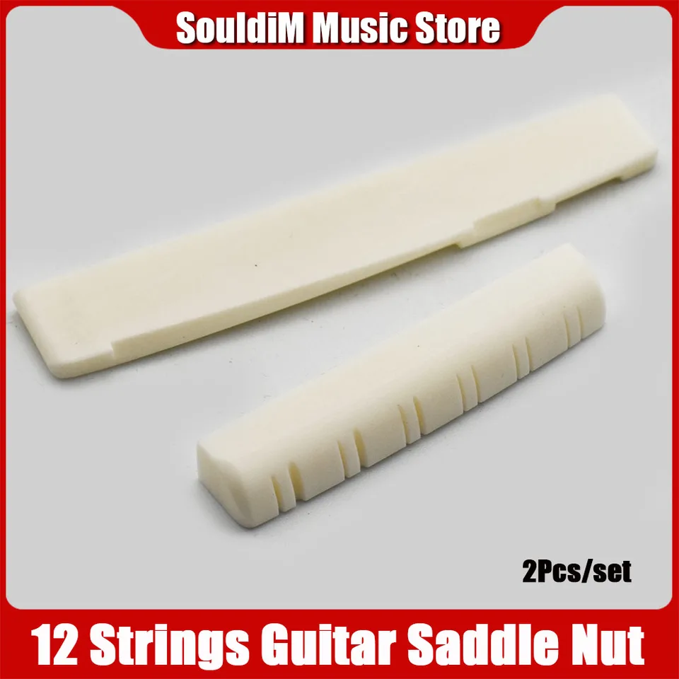 1Pair 12 Strings Akustická gitara hovädzí dobytok kost most Saddle orech Musical Instrument Časť klasická akustická gitarová matica