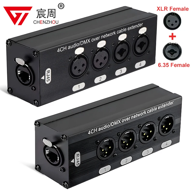 1Pair 4 kanál 3 PIN Multi Network XLR kábel pre pódiové zvukové osvetlenie a nahrávacie štúdio na RJ45 éterCon 1 muž + 1 žena