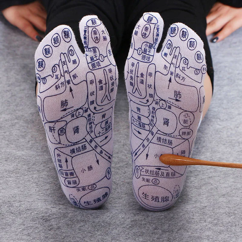 1Pair Acupoint Masážové ponožky bavlnené ilustrácie akupunktúrne ponožky ponožky Ponožky Pohodlné a priedušné masáž