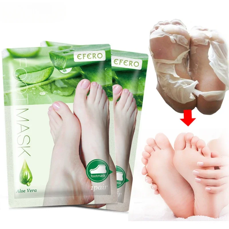 1Pair aloe vera noha maska ​​odlupujúca sa pre nohy Mask Strubové exfoliačné ponožky pre pedikúru Anti Crack Päta Odstráňte náplasť na nohách kože