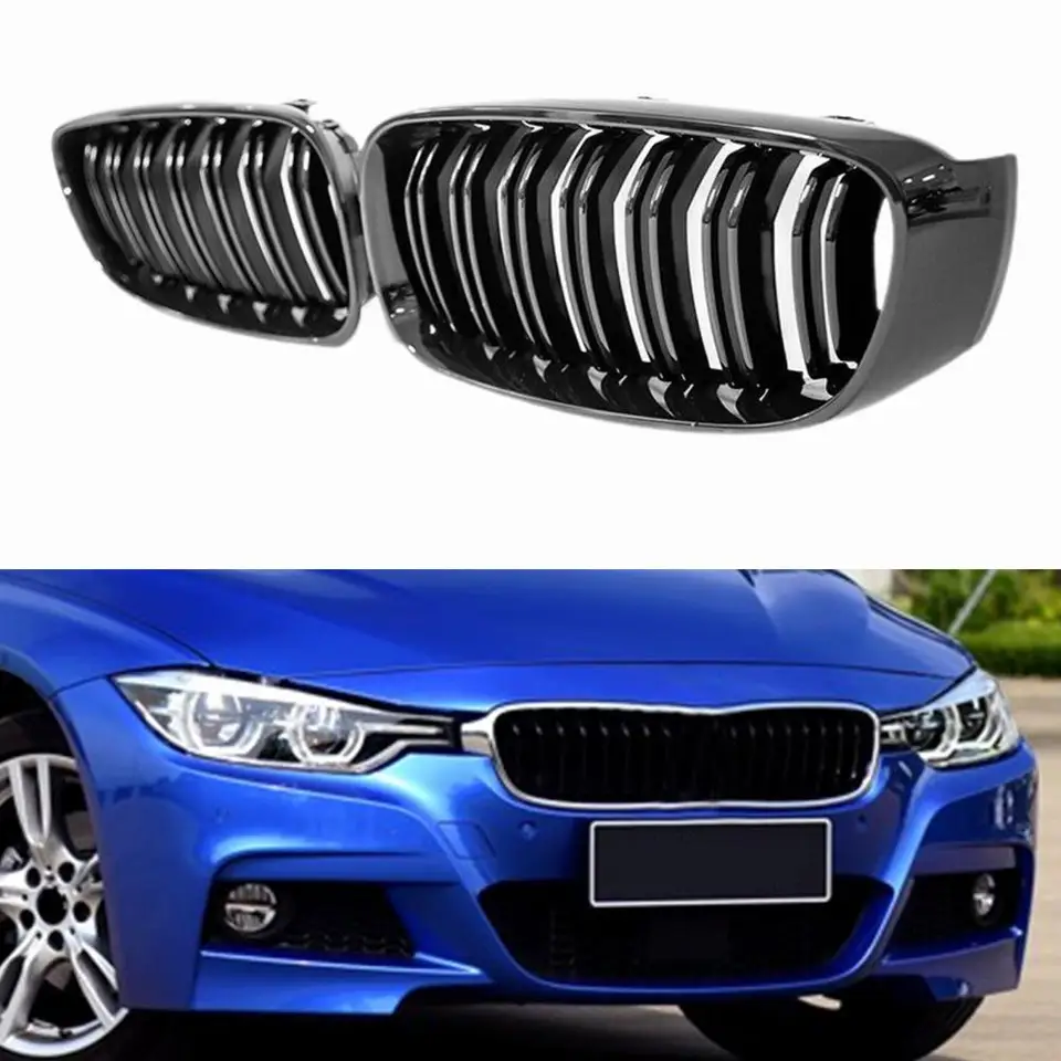 1Pair Auto predné grily lesklé čierne grily 51137294803 51137294804 pre BMW 3 Series F34 GT 14-16