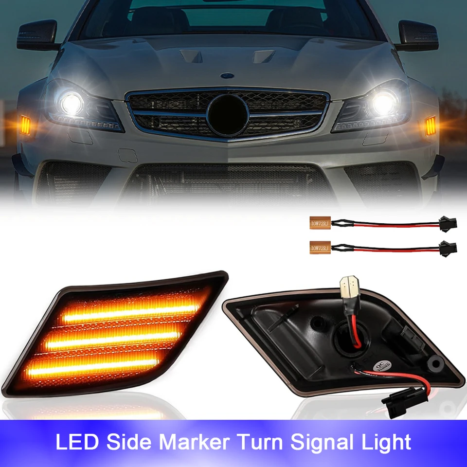 1Pair bez chyby LED bočného markera predného nárazníka Full Indikátor pre Mercedes-Benz W204 C250 C300 C350 W204 C63 AMG SL65 AMG