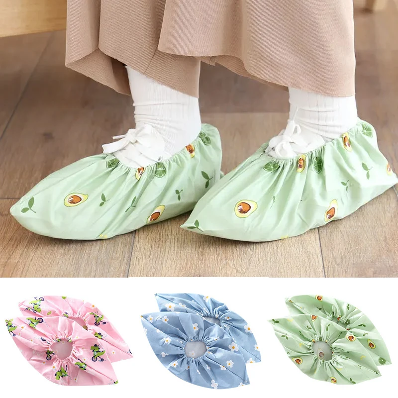 1Pair Cartoon Print Top Obchod Zhustaný opakovane použiteľný elastický prach Proof Pet Covers Opätovne použiteľné vnútorné antiskidové prekrývanie mužov Ženy