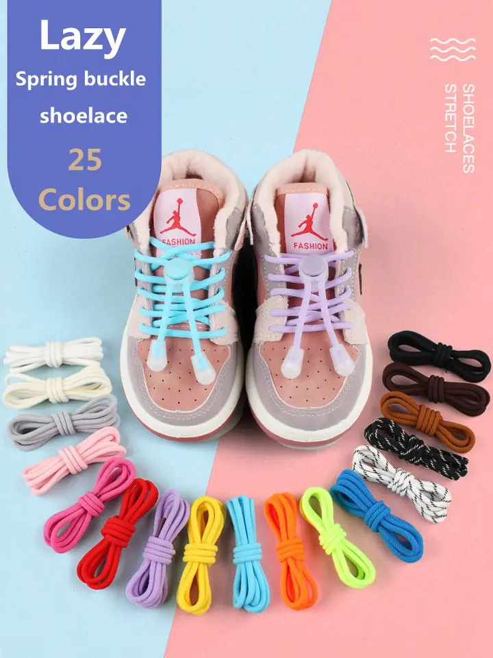 1Pair Childrens non-Tie Elastic Shoelaces Round Sport Basketball Traces Všetky typy topánok vhodné pre deti gumové kapely Shoestrings