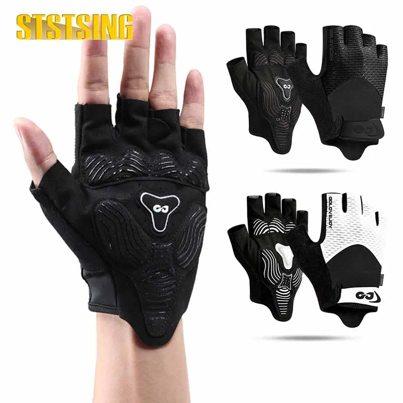 1Pair cyklistické bicykle rukavice Čalúnené rukavice na bicykli s polovičným prstom, ktorý absorbuje protišmykové priedušné rukavice MTB Cyklistické rukavice pre mužov