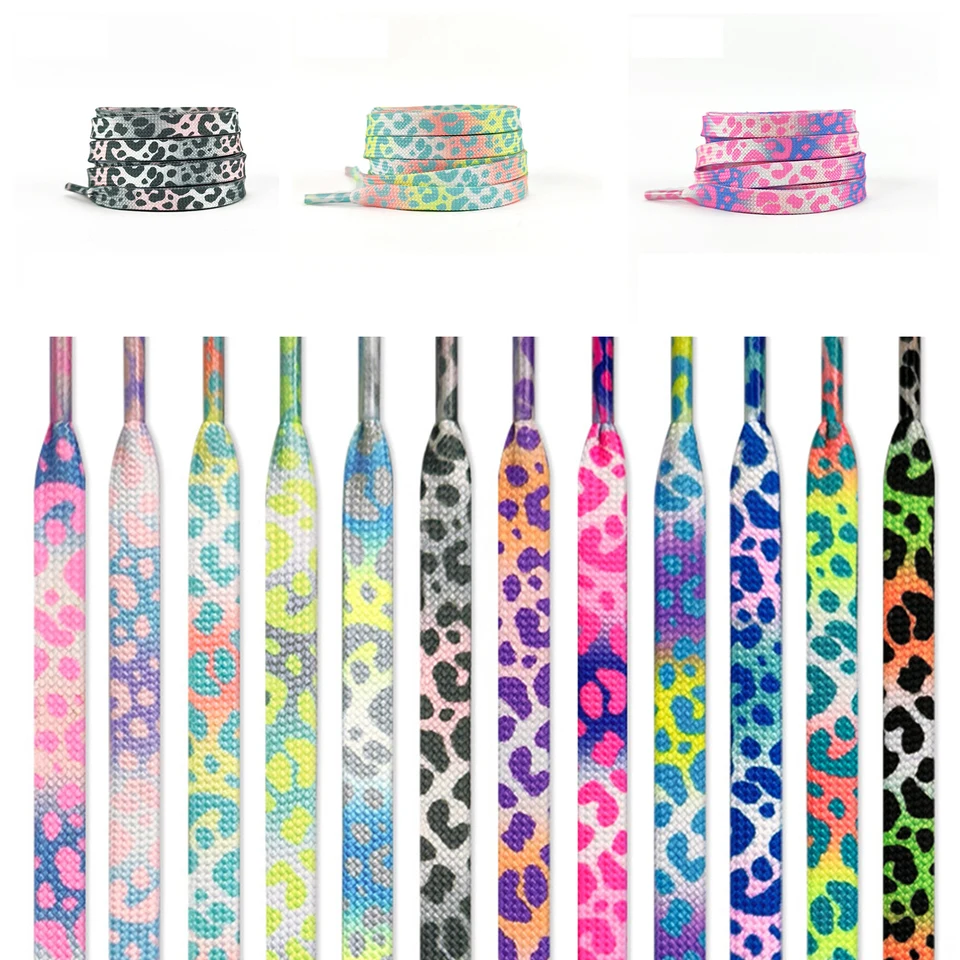 1pair farebný leopard tlačí šnúrky tenisky topánky šnúrky módne kvalitné byty Shoelace 120 cm topánky doplnky