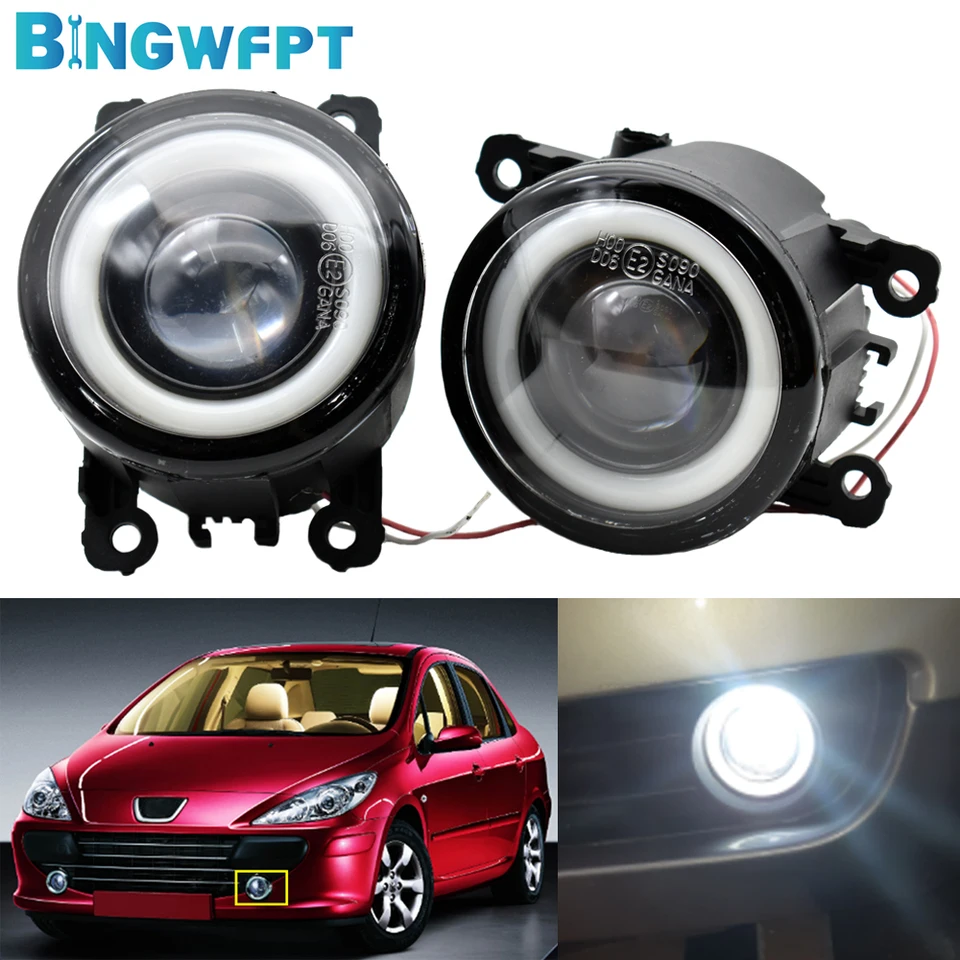 1Pair Fog Light Angel Eye pre Peugeot 207 CC Convertible WD_ 2007 2008 2009 2010 2012 2012 2012 H11 LED DRL 12V Zostava hmly