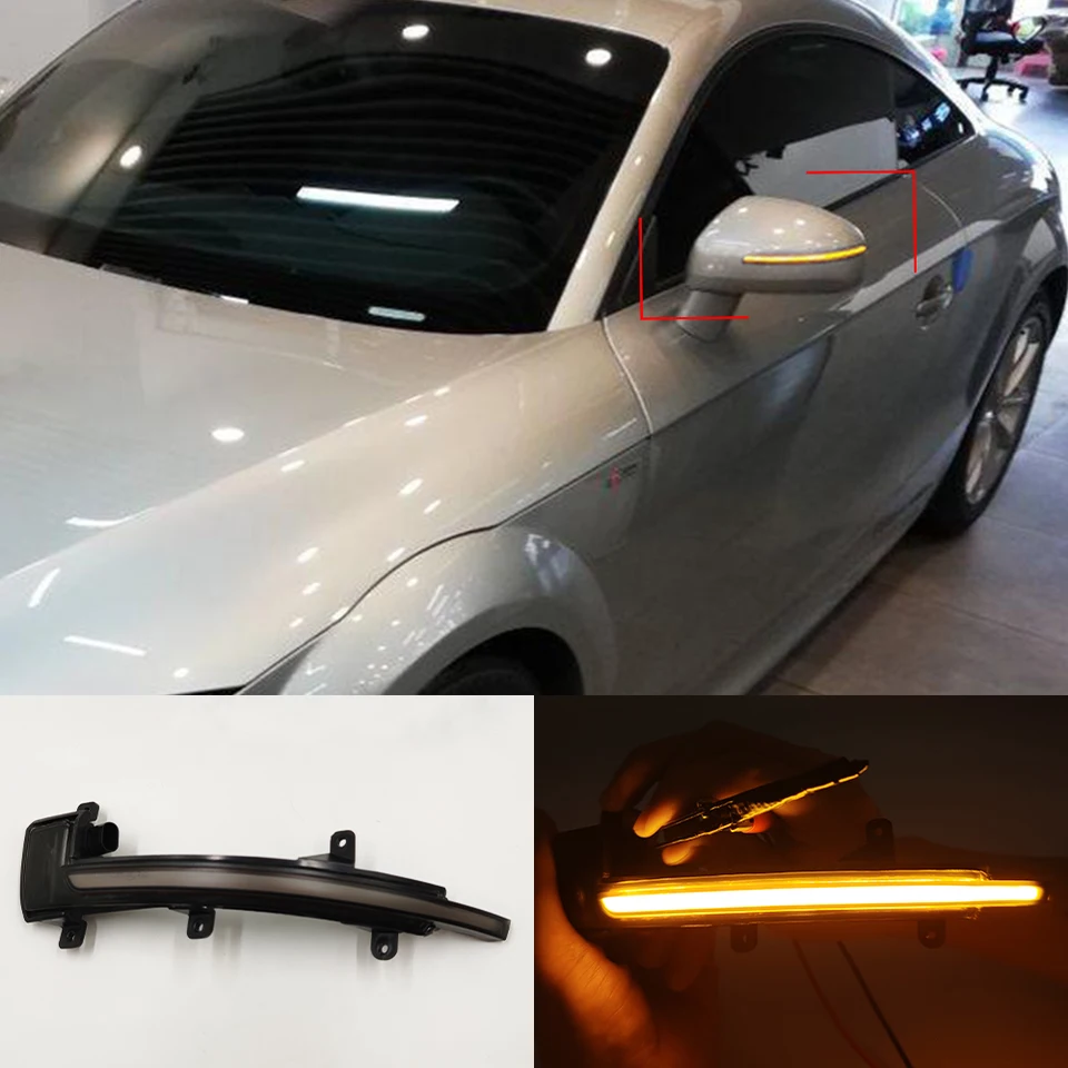 1Pair for Audi TT Mk2 8J TTS R8 2007 2008 2009 2010 2011 2012 2013 2014 2014 Bočné zrkadlo LED Dynamic Turn Signal Lamp TTRS 10-14