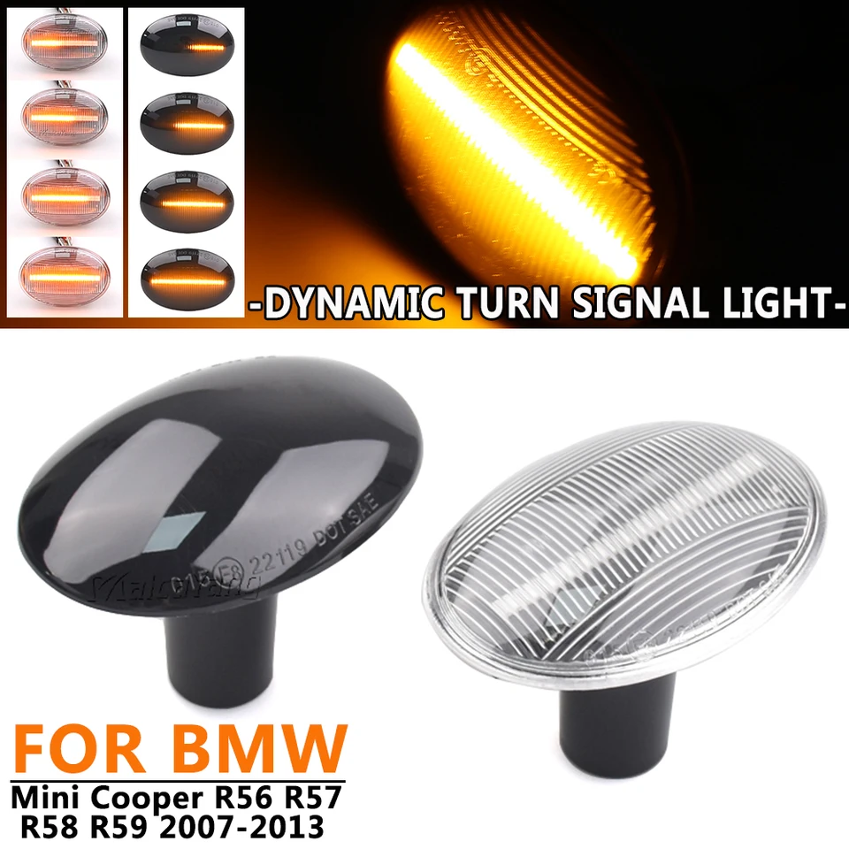 1Pair for BMW Mini Cooper R56 R57 R58 R59 Dynamic Blinker LED Turn Signal Side Marker Indikátor Light Secvential Repeater Indikátor