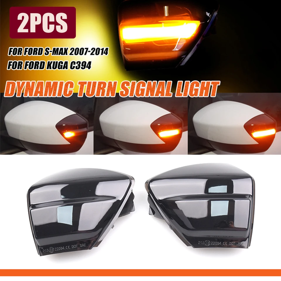 1Pair for Ford S-Max 2007-2014 KUGA C394 C-Max Dynamické zákruty Signály LED STRÁNKA STRUČNÉ ZRKADLO SEKVODENCIA SEKENTICKÁ BLINKER LAMP LAMP