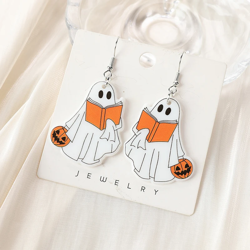 1Pair Halloween Drop náušnice módne akrylové čítanie kvetinových ghostov šperky pre ženy festival k narodeninám darček