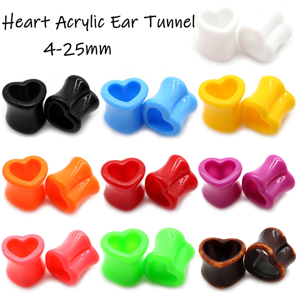 1Pair Heart Acryl Ear Tunnel Plug Uši Expandér