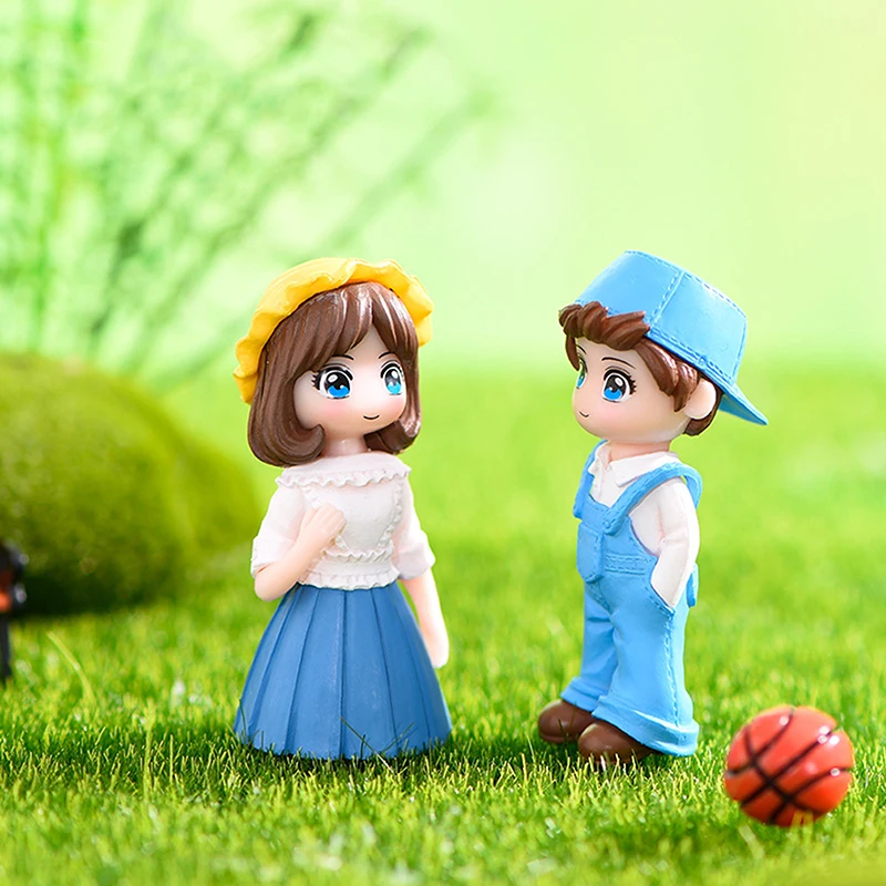 1Pair milovníci figúrky pár miniatúrnych pracovných počítačov Domáce dekorácie ľudia chlapci Girl Model princezná rozprávka Gnome Darček Valentín