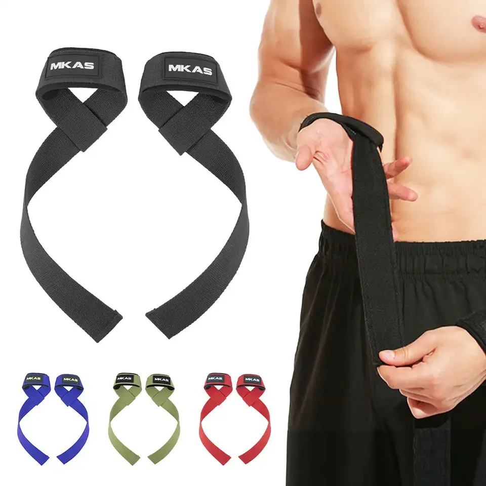 1Pair nekĺzavý popruh telocvičňa činky Človok Workout Weaths Zdvíhacie popruhy CrossFit Fitness Equipment Wrap Wrap Cvičenie tréning