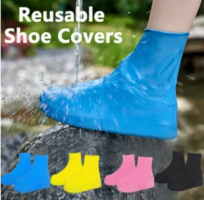 1Pair nepremokavá nekĺzavá silikónová obuv Vysoko elastické dažďové topánky odolné