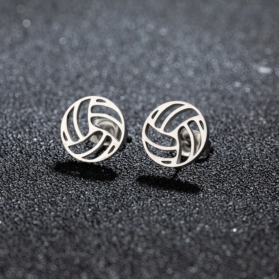 1Pair New Sports Malé volejbalové náušnice z nehrdzavejúcej ocele módne športové šperky Veľkoobchod
