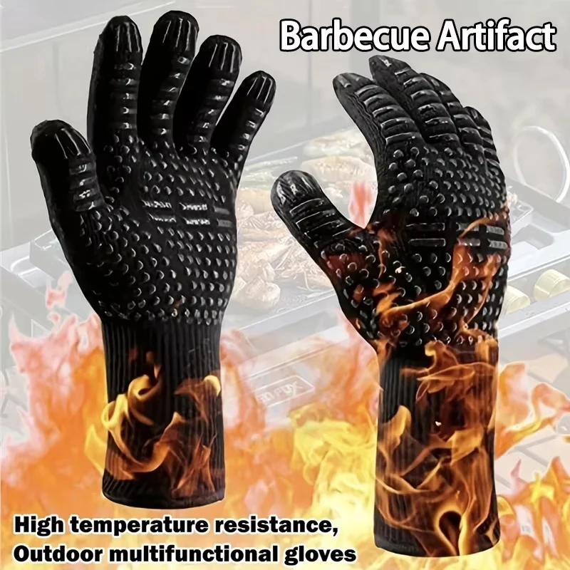 1pair non-šmykľavka BBQ Mikrovlnné rukavice rukavice s ohňom odolným v rúch Rukaviu 500-800 Celo-Centigrade Retardant BBQ Fire Rukavice BBQ