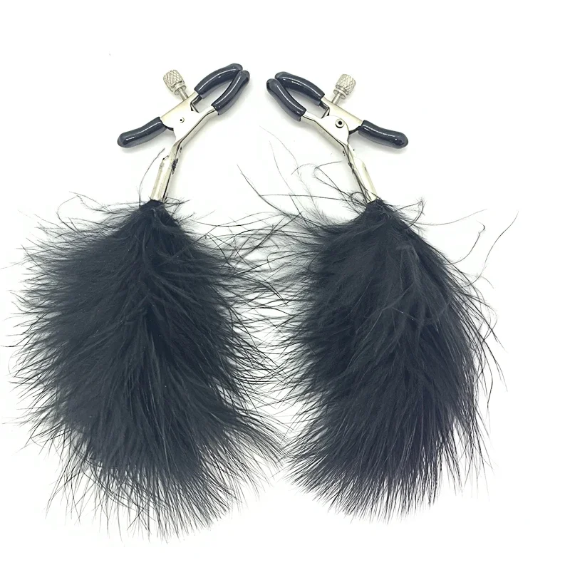1Pair oceľový klip stimuluje stimulovanie sexy papilla klip Sámne prsné sponky perie na prsné svorky Exotické doplnky