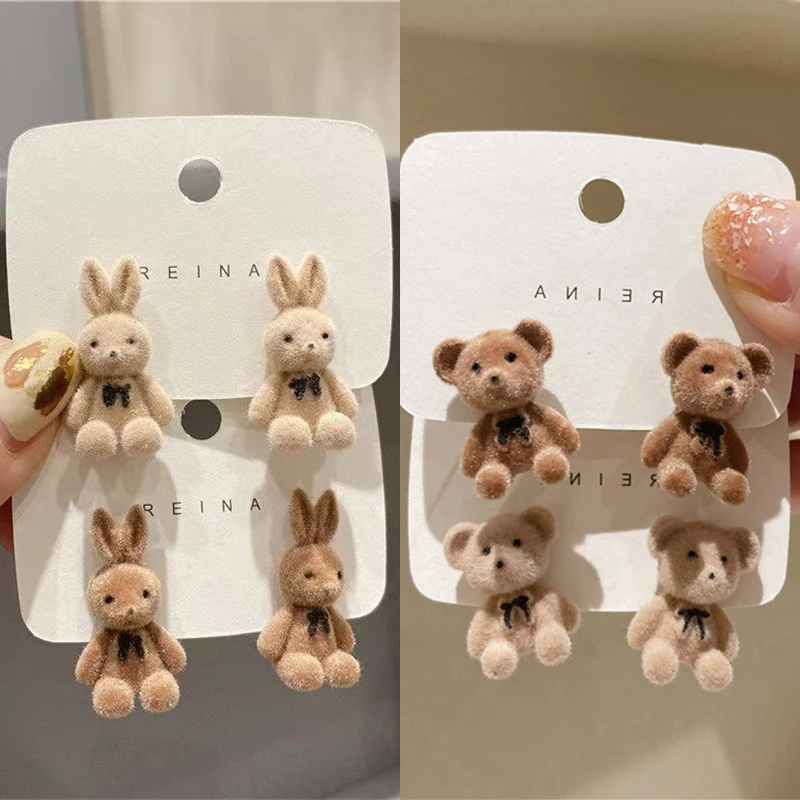 1Pair Rabbit Bear Stud náušnice Dievčatá Dievča