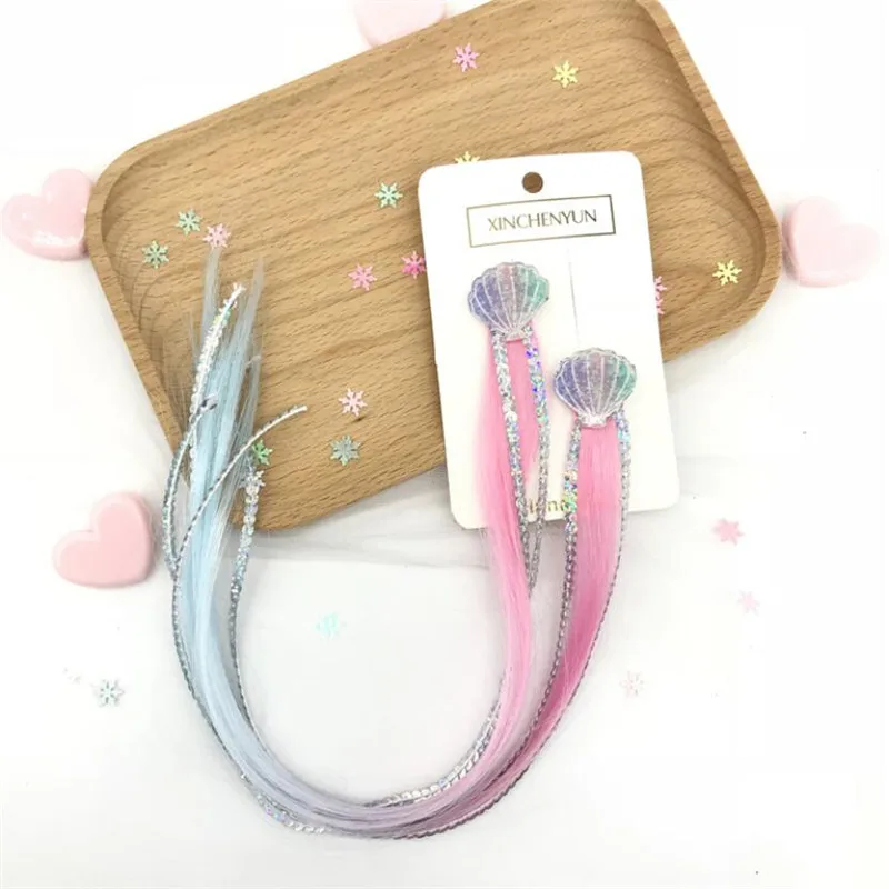 1Pair Shell Fliters Rainbow Hair Clip Clip Parochňa Twist Braider Girls Colorful Mermaid Parochne Vlasky