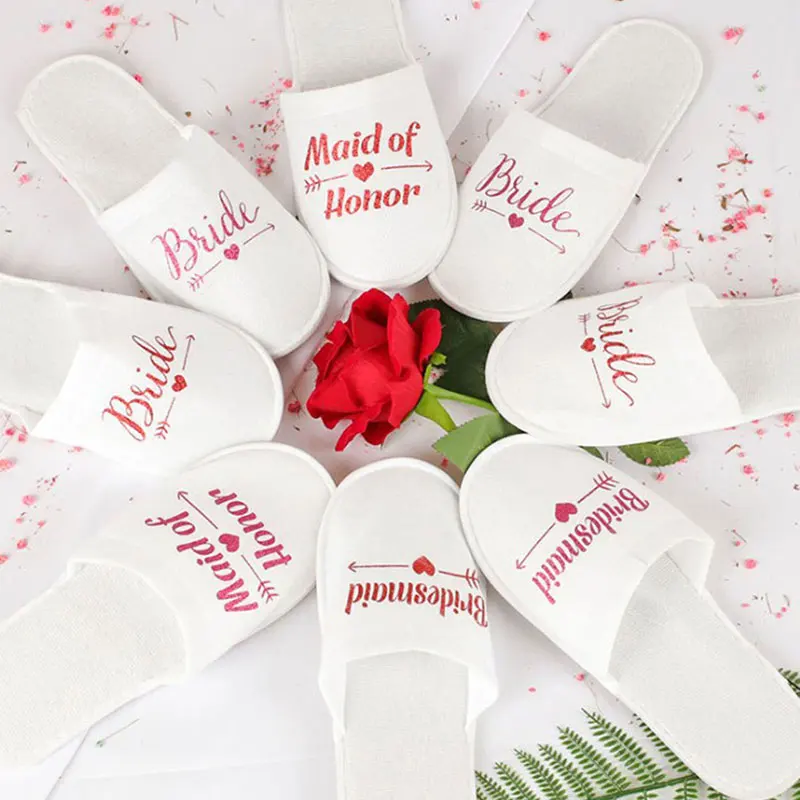 1Pair Team Bride Plippers nevesta Svadobná dekorácia družička sliepky SPA Soft Shippers Ladies Bachelorette Party Supplies