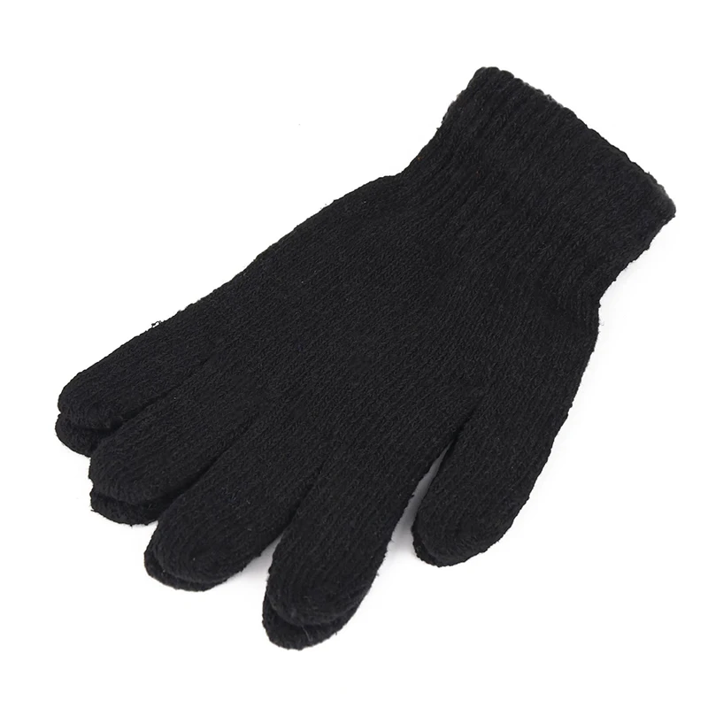 1Pair čierne rukavice všetkých prstov pre ženy a muži vlny pletené pletené zápästie bavlnené rukavice zimné teplé cvičenie rukavíc