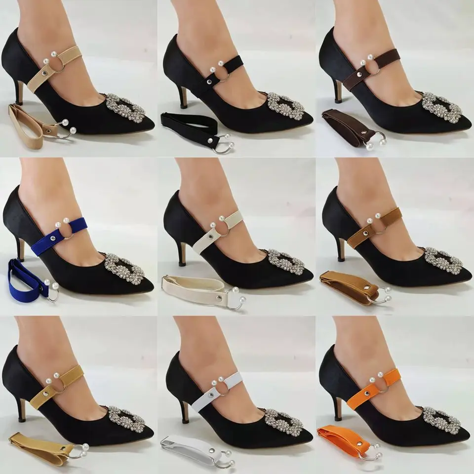 1Pair Ženy Shoelace u v tvare perla elastické lenivé šnúrky pre vysoké podpätky nastaviteľné elastické topánky remienok na remienok