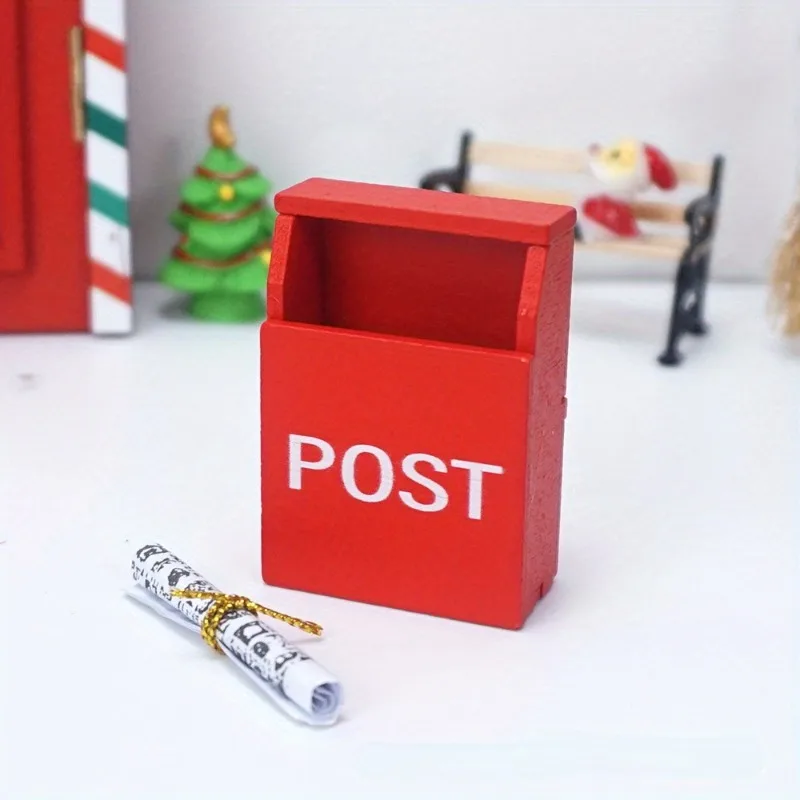 1pc 1:12 Doll House Mailbox Miniature Mini Mailbox a noviny vianočné sviatky vreckové výzdoba
