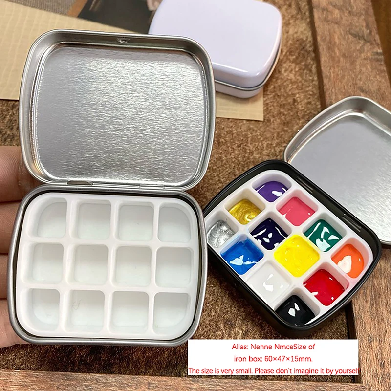 1pc 12grid prázdny mini akvarel prenosný akvarel paleta cestovná maľba skica zvlhčujúci krabič