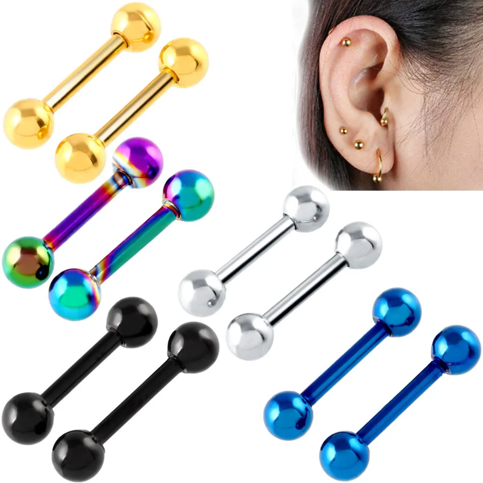 1pc 16g chirurgický oceľový gombík náušnice punk 1,2*6 mm činky Malé náušnice Mužské uši kosť na nechty piercing šperky muži