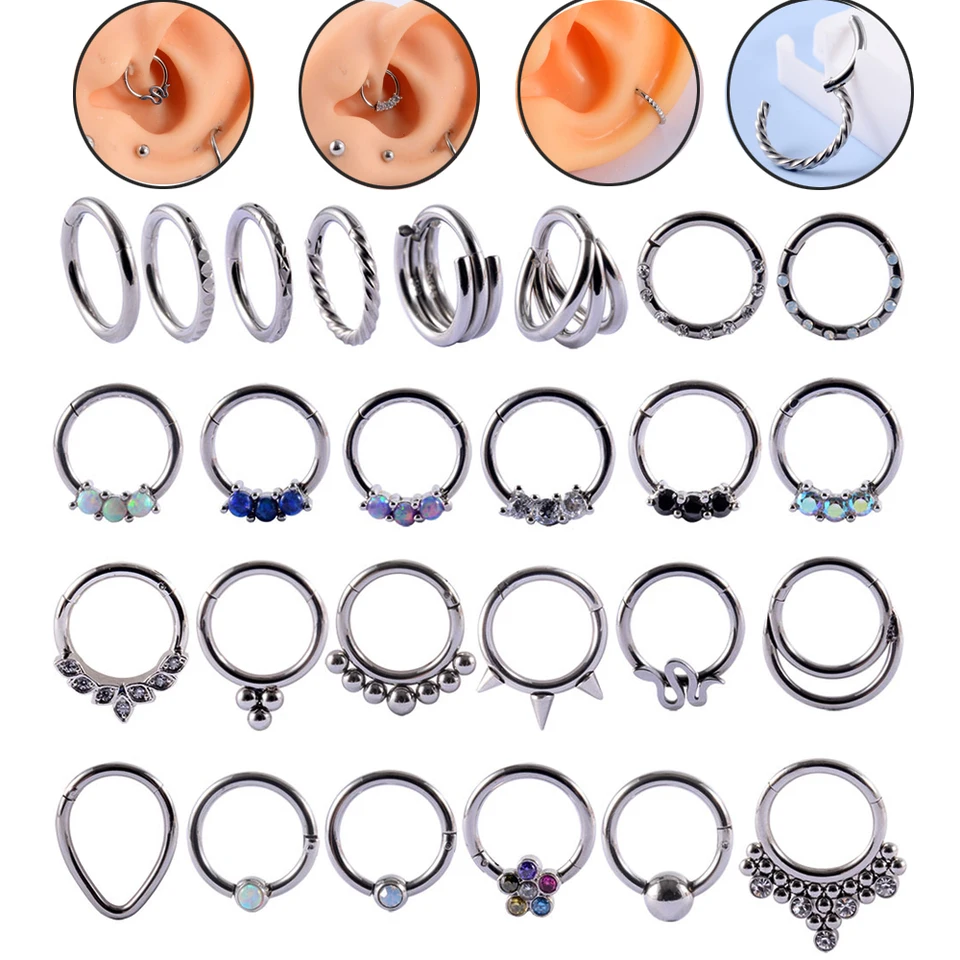 1pc 16gx8mm nosový septum klikací obruč prsteň labret uší Tragus chrupavka Daith Helix Lobe náušnice Studla tela Piercing šperky